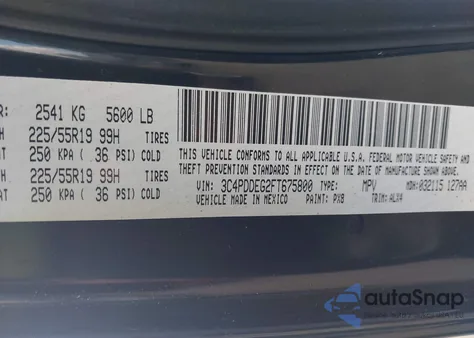 2015 Dodge Journey R/T z USA, uszkodzony, nr VIN 3C4PDDEG2FT675800